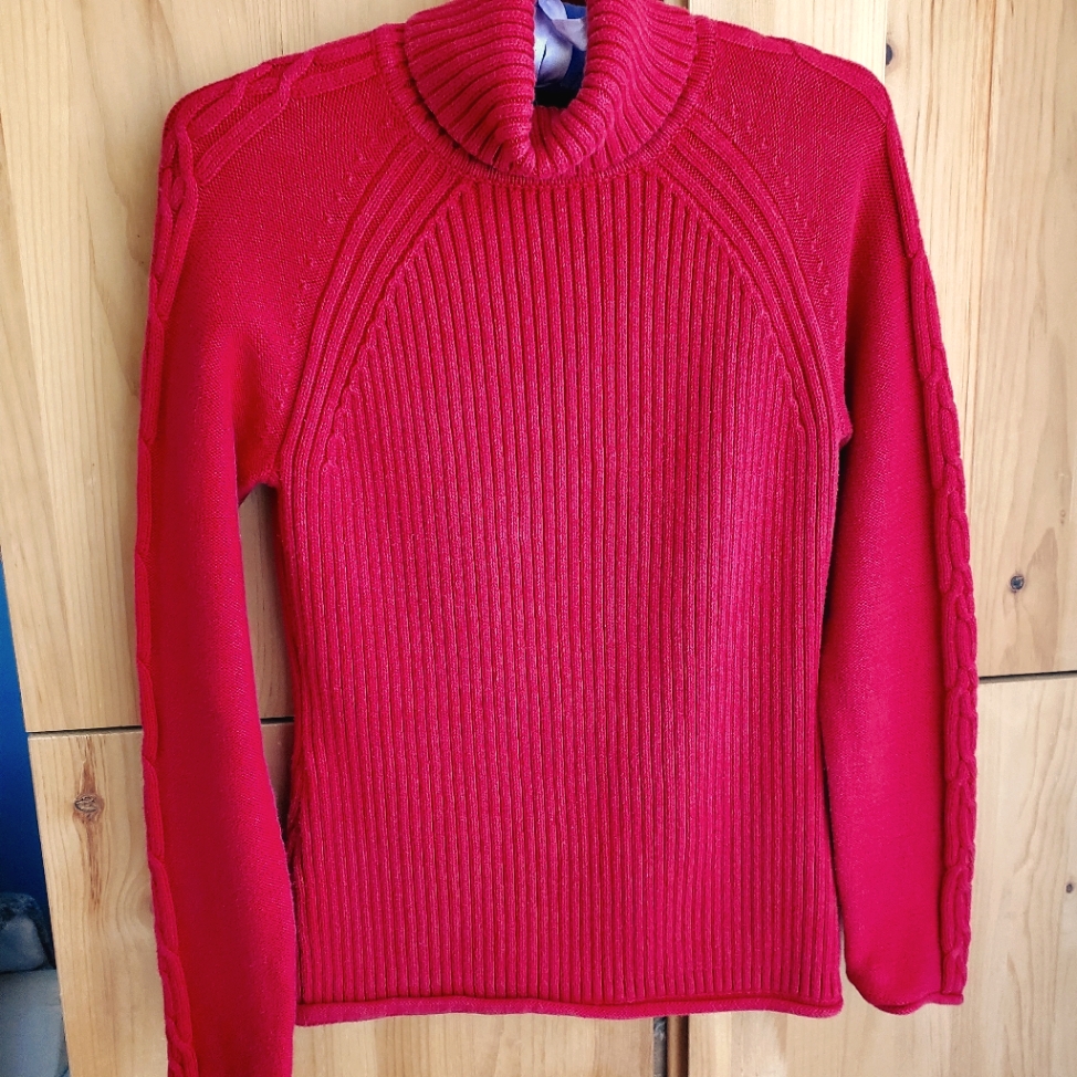 Style & Co. Women's Red Rib Knit Turtleneck Sweater Size Small
